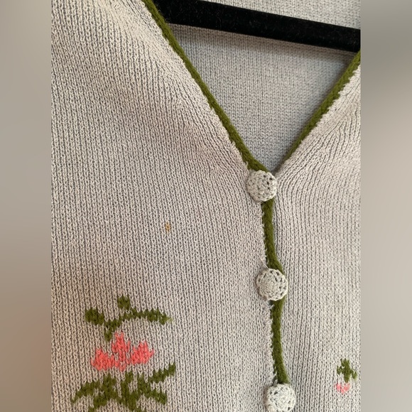 FP Rare Sage Green Embroidered Cropped Cardigan Top - Picture 4 of 7